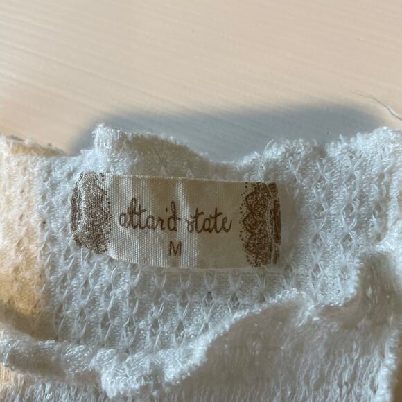 Altar’d State Tinsley Pieced Tunic Top Sz M Cream Waffle Knit Vanilla Girl Soft - Picture 3 of 8